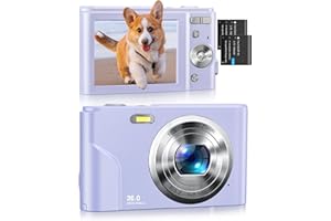 KENUO Digital Camera, Kids Camera 1080P Video Camera with Two Battery, Time Stamp Antishake 16X Zoom, 36MP Compact Portable Cameras Christmas Birthday Gift for Children Kid Teen Student Girl Boy(Purple)
