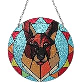Marwey Dog Memorial Suncatcher, Stained Glass Pet Memorial Ornament - Loss of Dog Sympathy Gift - Pet German Shepherd Remembrance Gifts Christmas Ornament for Women Men