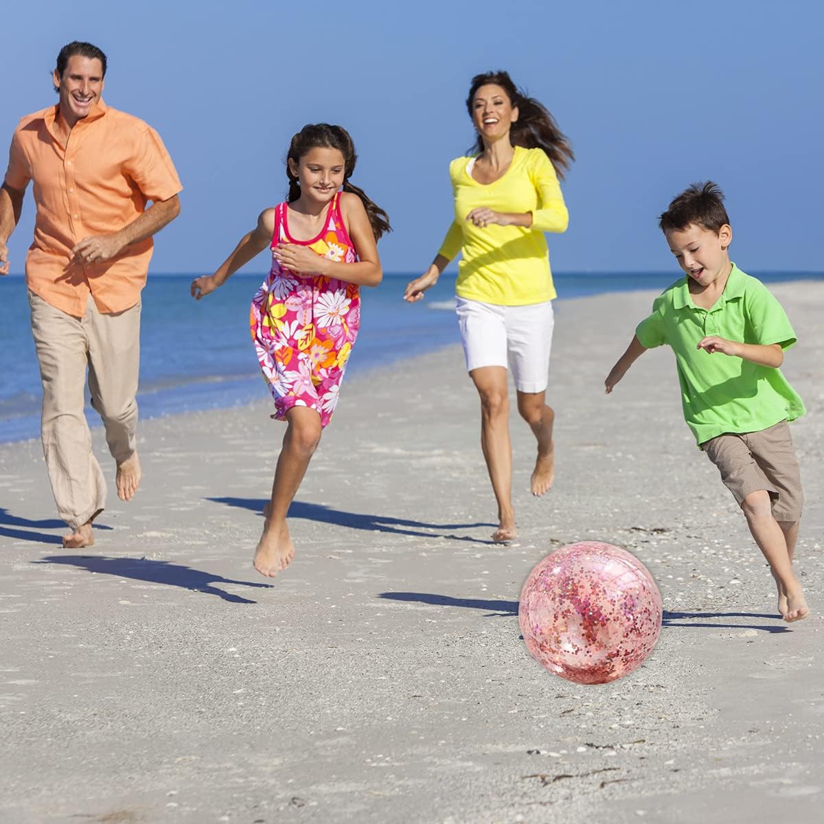Sequin Beach Ball Jumbo Pool Toys Balls Giant Glitter Inflatable Clear Beach Ball Swimming Pool Water Beach Toys Outdoor Summer Party Favors for Kids Adults: Sports & Outdoors