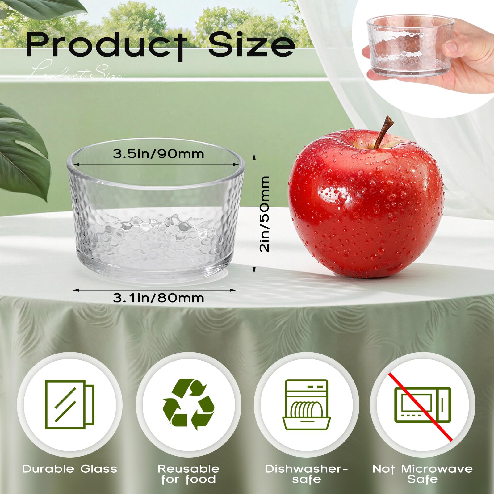 Condition photo showing New/Like New for lemonroad 24 pack 7 oz clear glass pudding bowls, 200ml mini dessert cups for ice cream, parfait, di