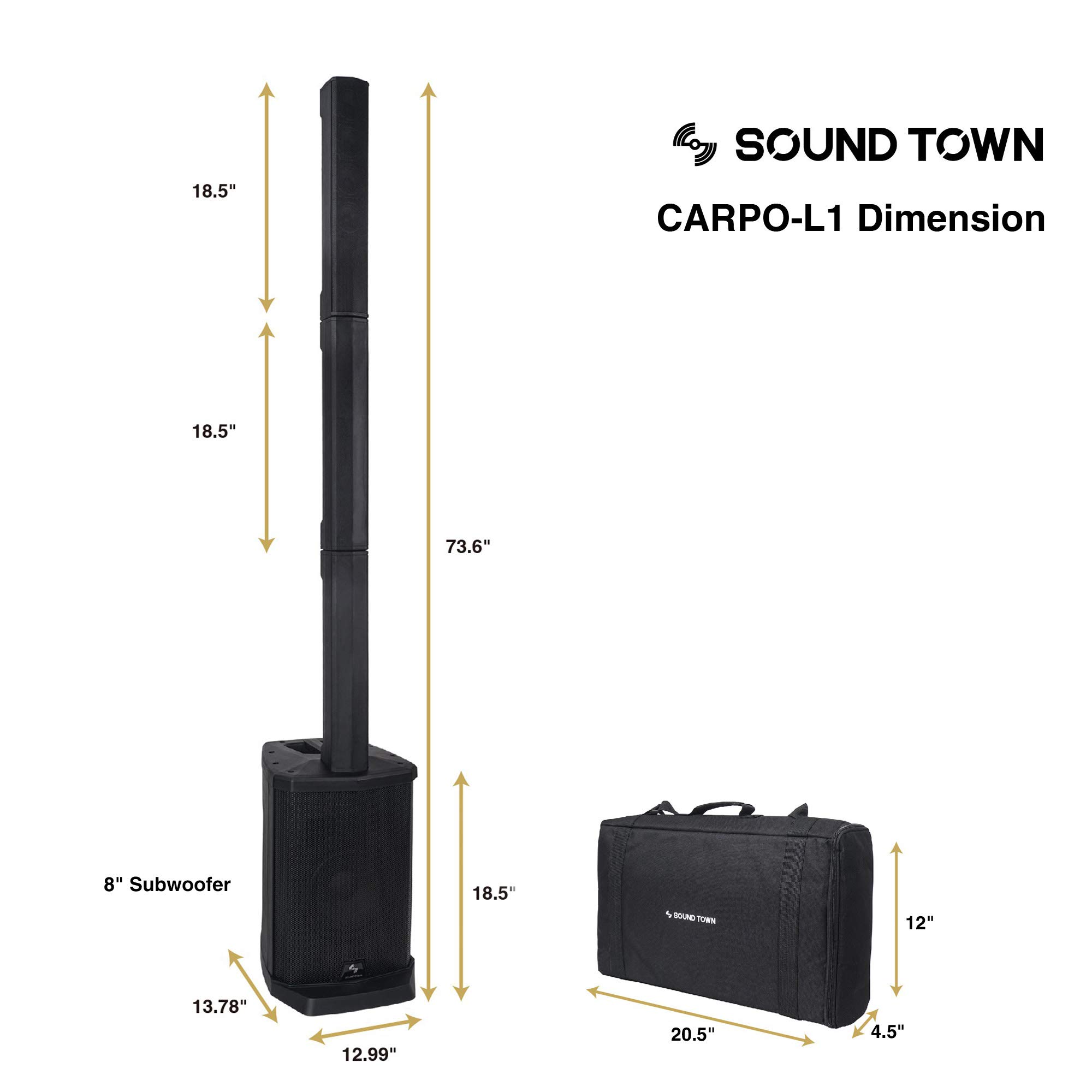 Mua Sound Town Portable Line Array Column PA/DJ System with Sub Bass ...