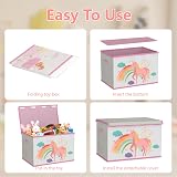 VERONLY Toy Storage Box with Lids Beige & Pink 83L Foldable Kids Basket view 8