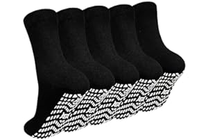 ZAKASA Non Slip Grip Socks - Non Skid Crew Grippy Socks for Men Women Anti Slip Gripper Socks for Elderly Hospital Yoga