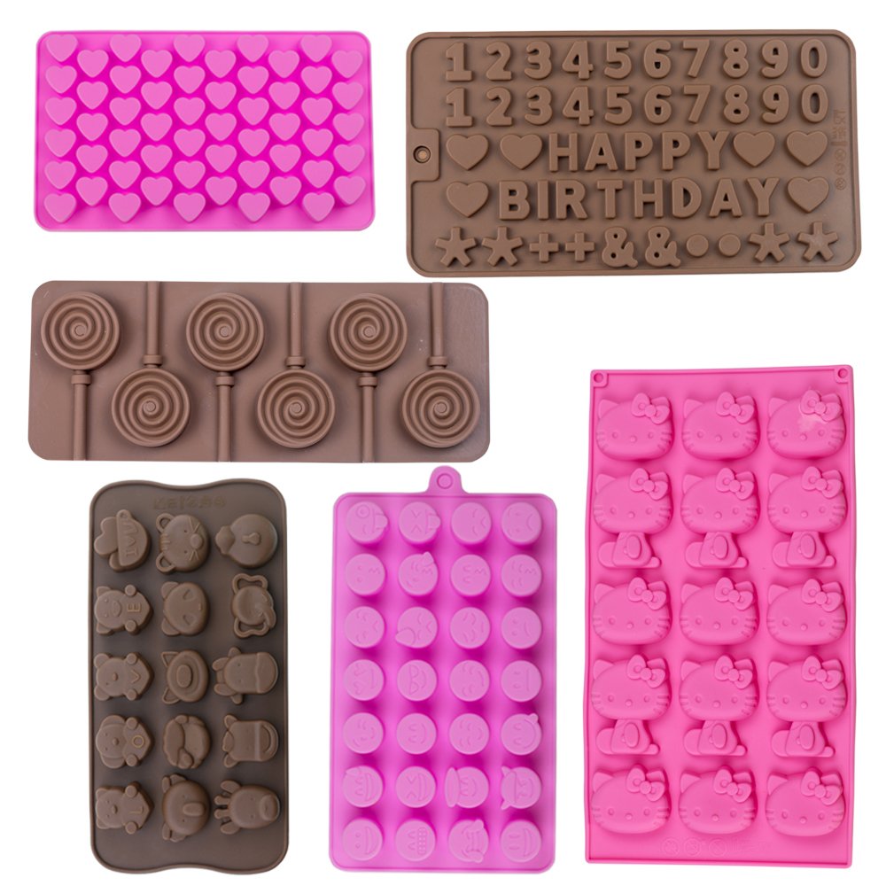 Silicone Chocolate Molds Set of 6 NonStick BPA Free Baking Candy Molds