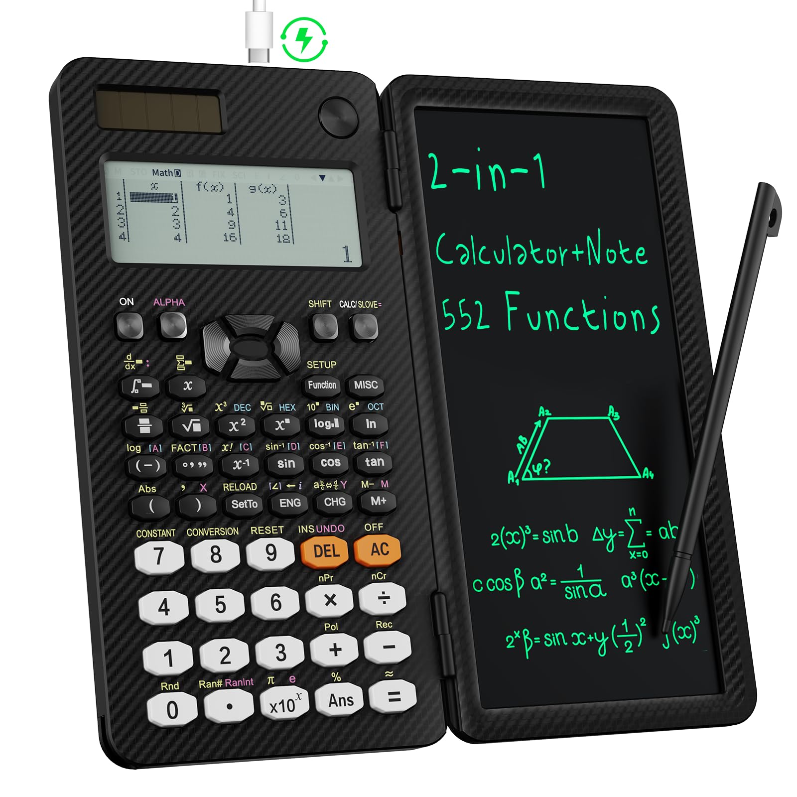Photo 1 of 991EX 552 Functions Desktop ROATEE Scientific Calculator Rechargeable & Solar Power, Multiview 6-Line Display with Erasable LCD Writing Tablet for High School College Graduate Student and Researchers