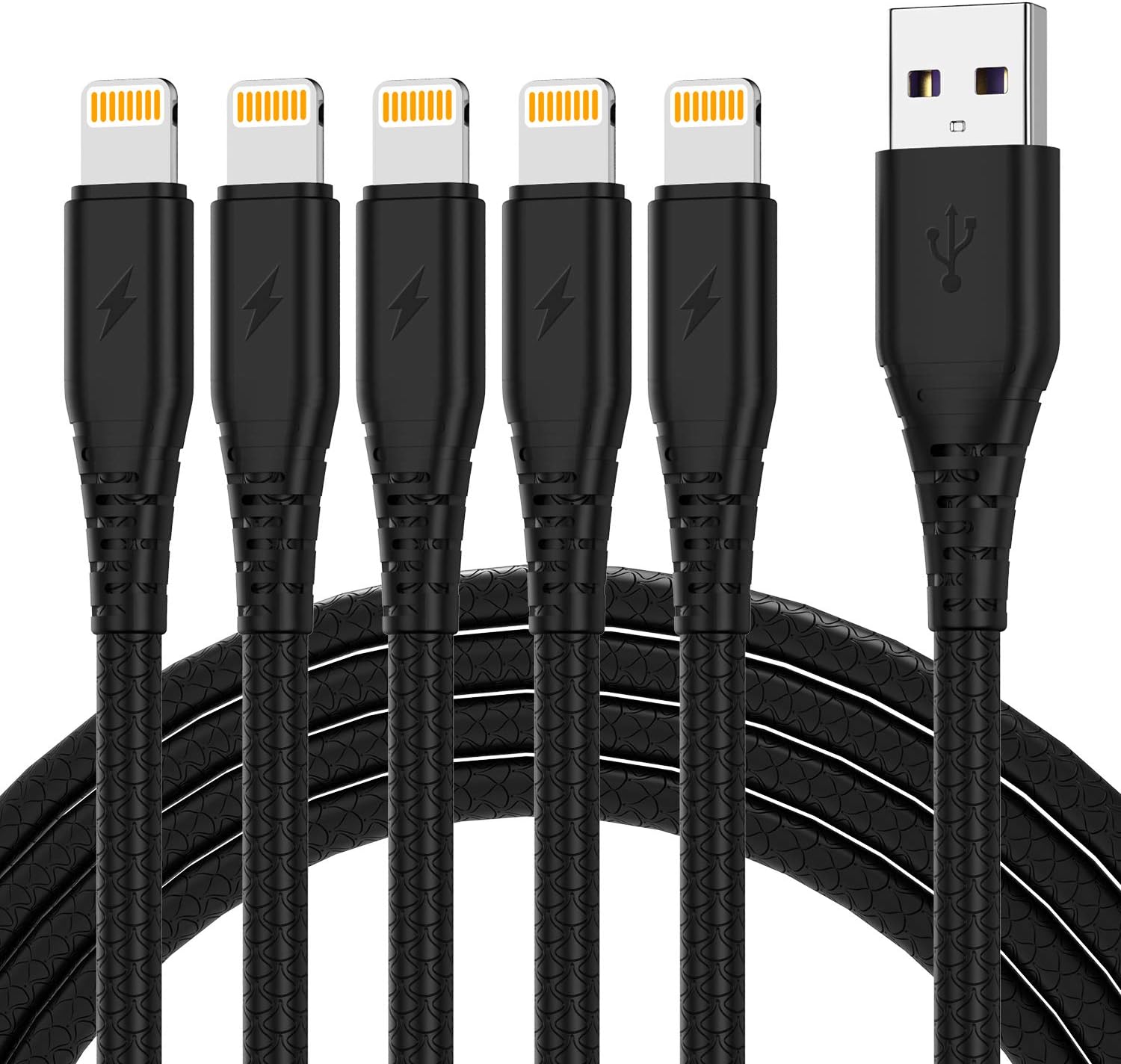Cabepow iPhone Charger Cable, 6ft 5Pack Lightning Cable to USB A Charging Cable Compatible with iPhone 11 Xs Max XR X 8 Plus 7 Plus 6 Plus SE iPad Pro iPod (Black)… (6ft)