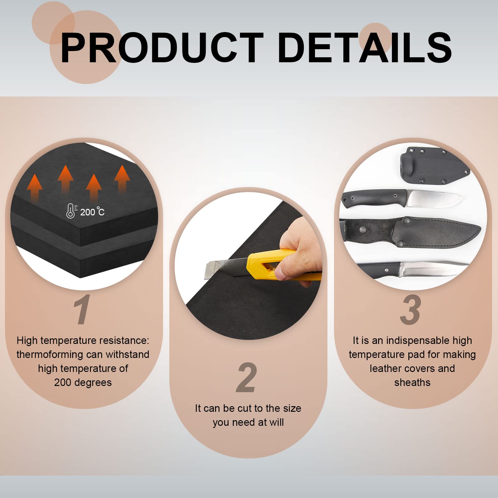 Amylove 2 Pcs Thermoform Molding Foam Sheet, 12 x 8 x 1 Inch, Black Press Thermoform Sheet for Holster and Sheath Making DIY Crafts Board Molding Sheath
