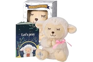 VUNCESSIN Baptism Gifts for Baby Girls with 7'' Cute Plush Lamb and Pray Book, Baptism, Dedication and Christening Gift Set for Girls in Keepsake Box.