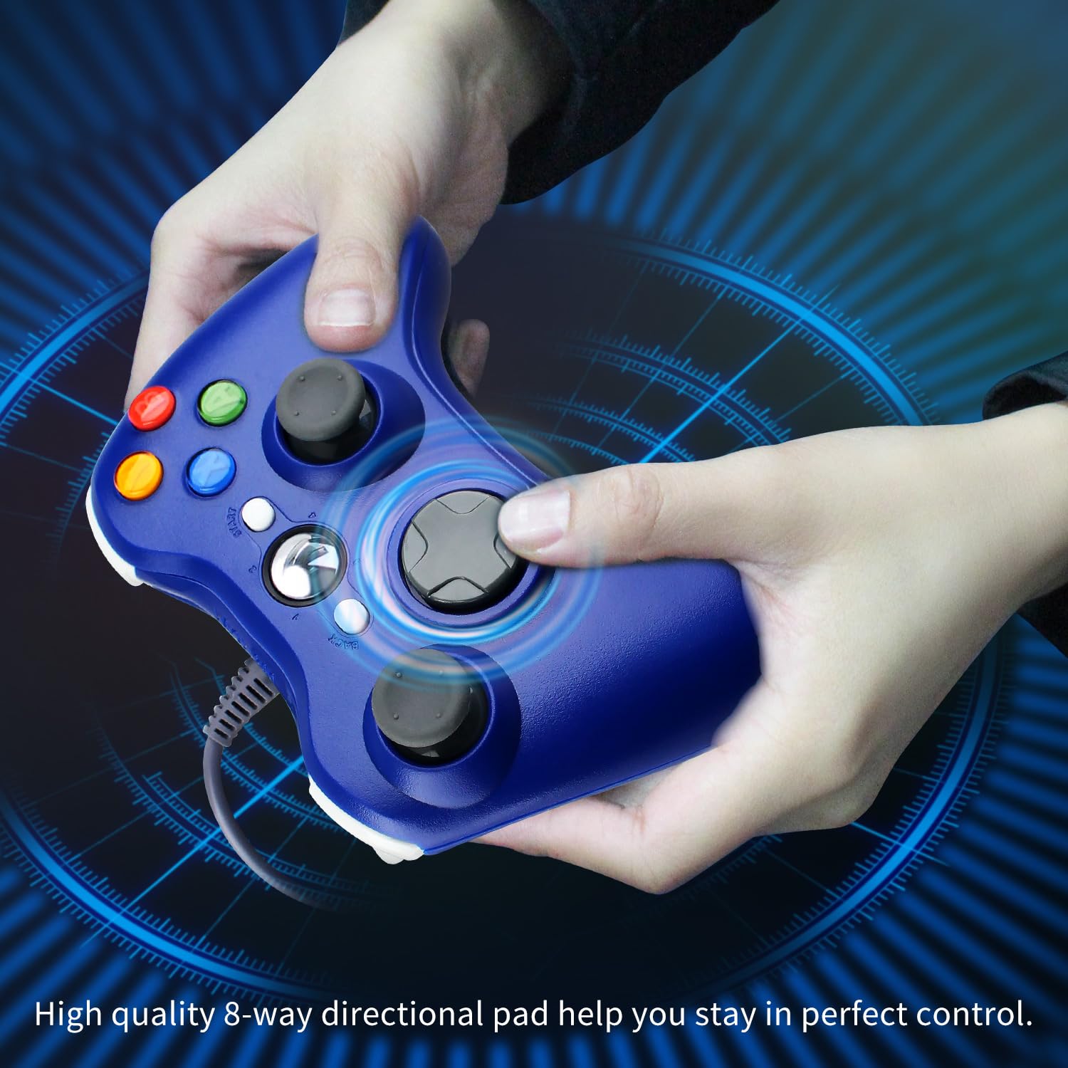 OSTENT Wired USB Controller Gamepad Joystick for Microsoft Xbox 360 Console Windows PC Laptop Computer Video Game Color Blue