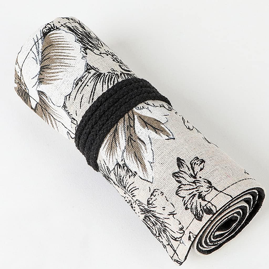 Ouceanwin Canvas Pencil Wrap, 72 Holes Canvas Pen Roll Up Holder - Image 3