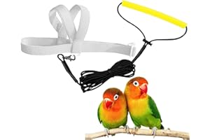 VANTRONIK VANFAVORI Adjustable Bird Harness with 80 Inch Leash, XS Size for Peony Parrot Love Bird Weight 40-55 Grams with Outdoor Flying Training Rope, White