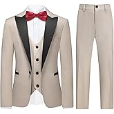 Rogers & Morris Boys Tuxedo Suit Formal Outfits Slim Fit Solid Kids 5 Piece Suit Set Peak Lapel