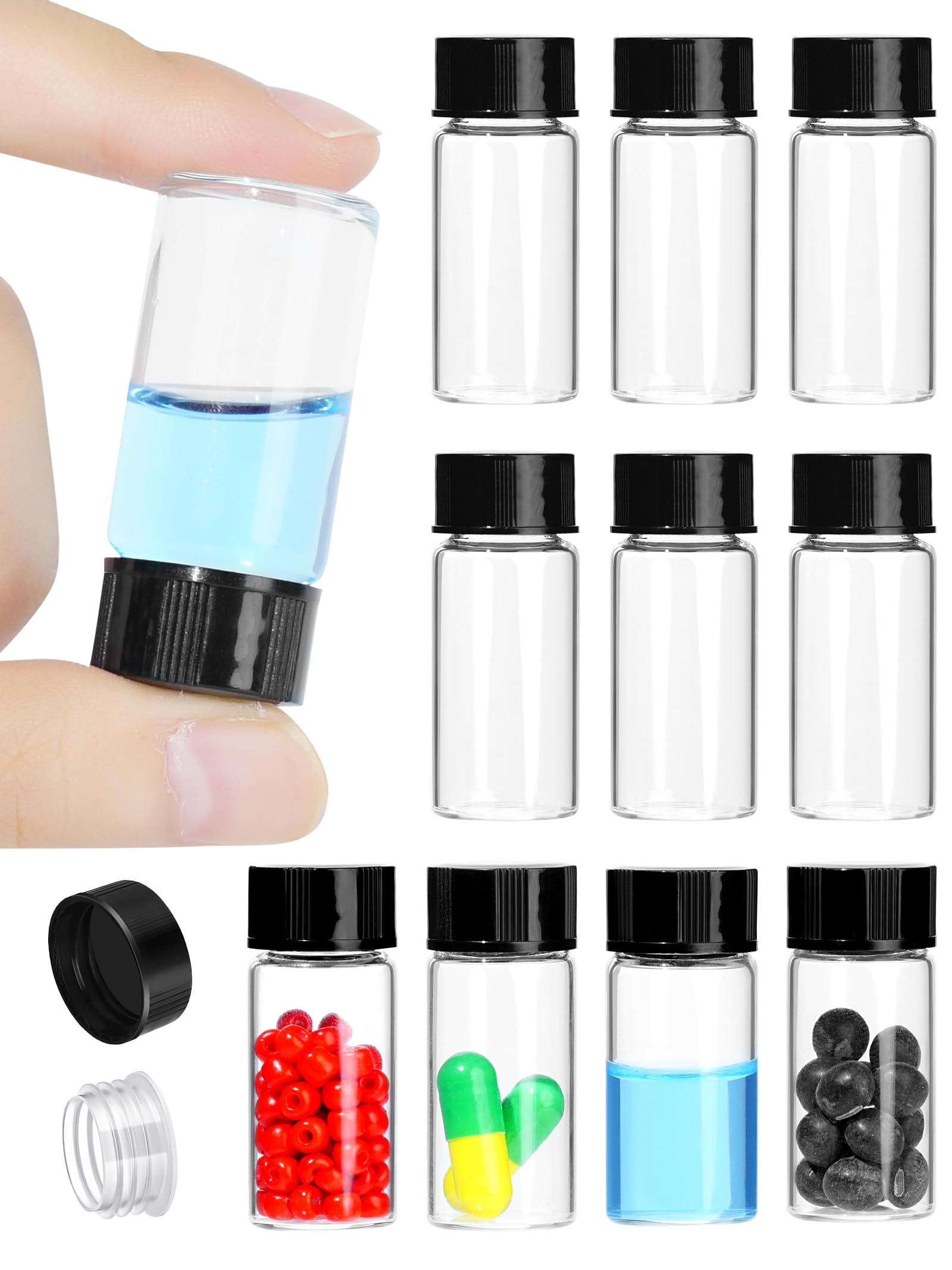 Photo 1 of 5ml Clear Small Glass Vials with Screw Caps, Small Vials for Essential Oil, Leak-Proof Sample Vials with Lids(10pcs)