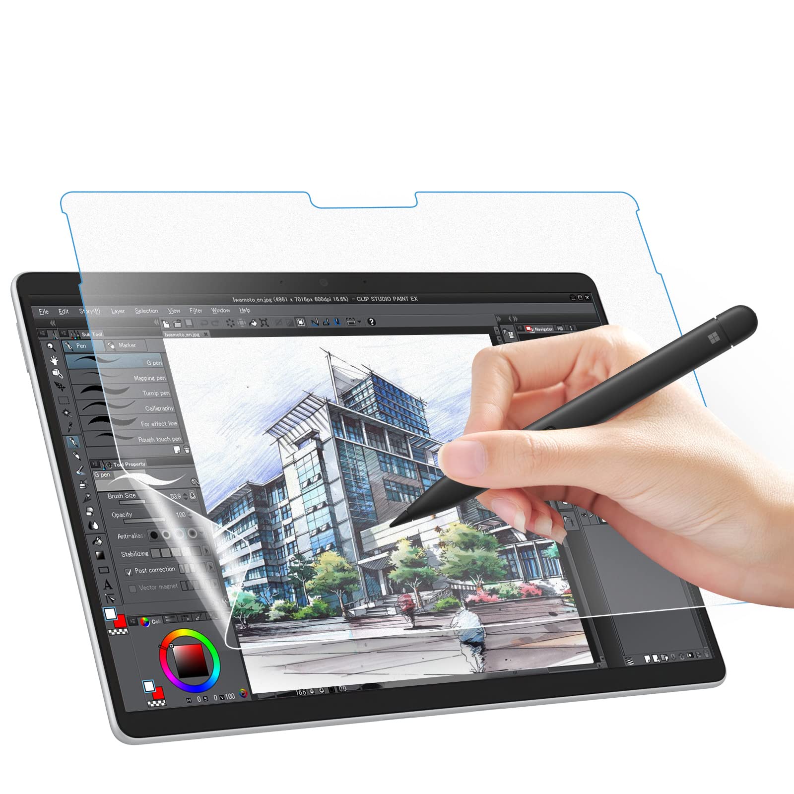 MoKo 1-Pack Paper Screen Protector for Microsoft Surface Pro 11 2024, Surface Pro 10 / Pro 9 / Pro 8 / Pro X - 13 Inch, Anti-Glare & Anti Scratch Writable PET Film, Compatible with Surface Pen, Matte