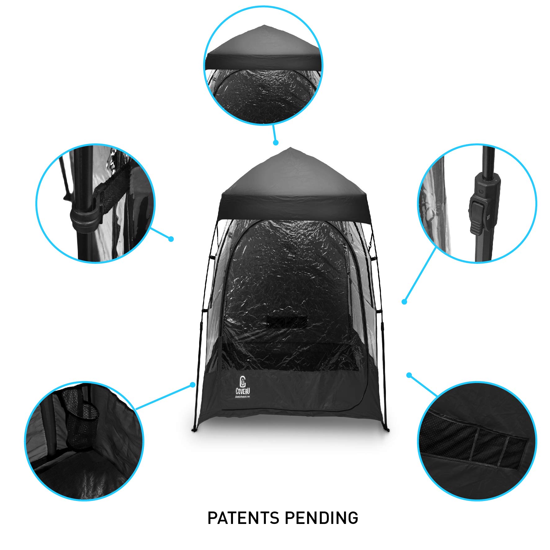 EasyGoProducts CoverU Sports Shelter Weather Tent Pod Patents
