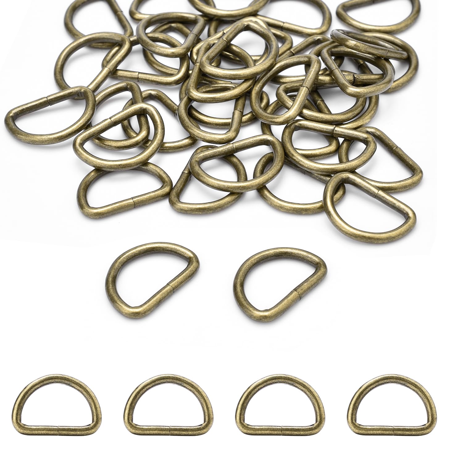 Photo 1 of 100 Pack 1/2" D Ring Metal Purse Straps Buckle Small Dog Collars Hardware Dee Rings Mini Zipper Pulls Clothing Bag Making Pet Dresses and Harness Vests Sewing Accessories(Bronze)