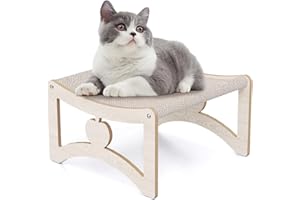 MeowHomm Elevated Cat Bed, Wooden Cat Hammock for Indoor Cats, Kitty, Small Dog, Portable Pet Hammock