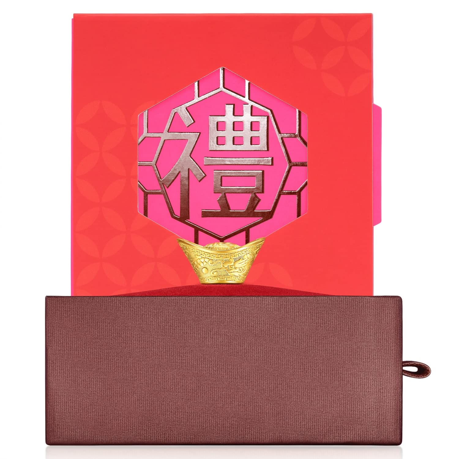 CHOW SANG SANG 999.9 24K Solid Gold Price-by-Weight Gold Yuanbao Gold Ingot Gold Ornament for Women and Men 93958O (Felicity (福), Approx. 0.2tael (~7.48g))