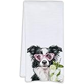 Cabana Bro Border Collie Gifts Kitchen Towels, Border Collie Gifts for Women Men Decorative Hand Towels for Bathroom, Funny Shepherd Dog Cocktail Drinking Dish Tea Towels for Kitchen, 16x24 Inch