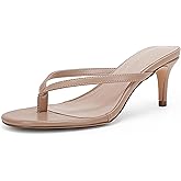 Coutgo Women's Flip Flops Kitten Heel Slip On Thong Slide Sandals