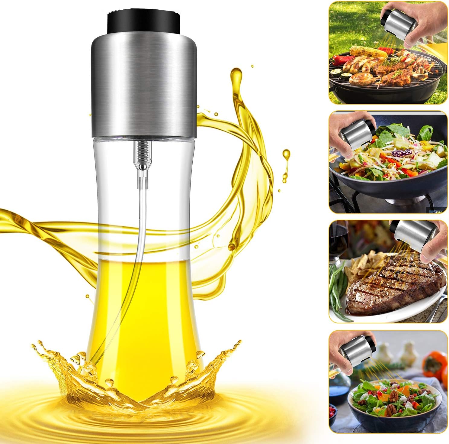 Oil Sprayer, Oil Sprayer Mister for Cooking, Portable Glass Olive Oil Spray Bottle 180ml, Suitable for BBQ, Cooking, Kitchen Baking, Frying, Salad, Vinegar