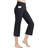Zeronic Women's Yoga Capri Pants with Pockets Flare Workout Lounge Bootleg Leggings Bootcut Crop Exercise Pants