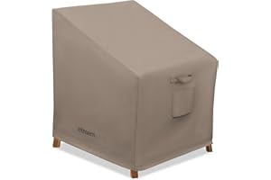Elmara Outdoor Chair Covers – Waterproof, UV Fade-Resistant Patio Chair Covers Made of Heavy Duty Olefin – Durable All Weather Design Keeps Your Patio Furniture Safe (Taupe)