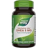 Nature's Way Youthful You DHEA 5 Mg, Supports Healthy Aging &amp; Hormone Production*, No Gluten, 60 Vegan Capsules (Packaging May Vary)