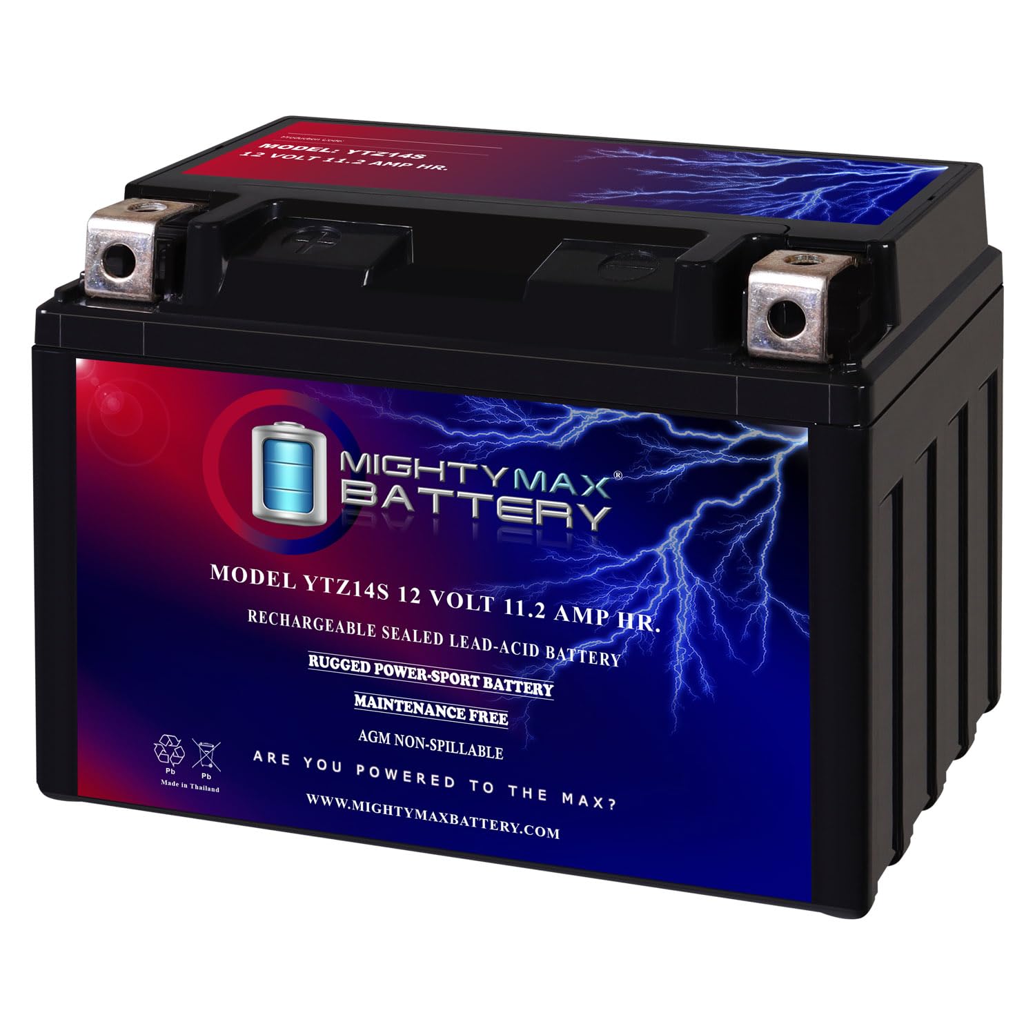 Batterie Moto YTZ14S AGM 12V 11,2Ah 230A - Haute Puissance De Démarrage, Sans Entretien, Fabriquée En Europe - Dimensions 150x87x110 Mm