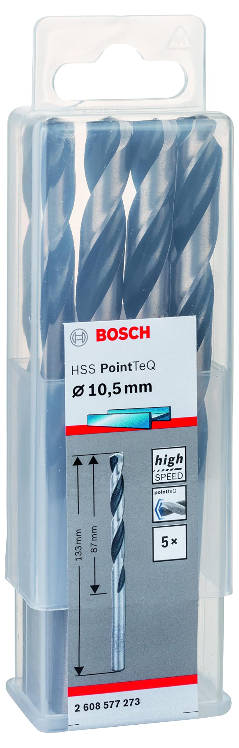 Bosch Professional 5-piece PointTeQ HSS Twist Drill Bit (for Metal, 10.5 x 87 x 133 mm, Drill Driver Accessories)