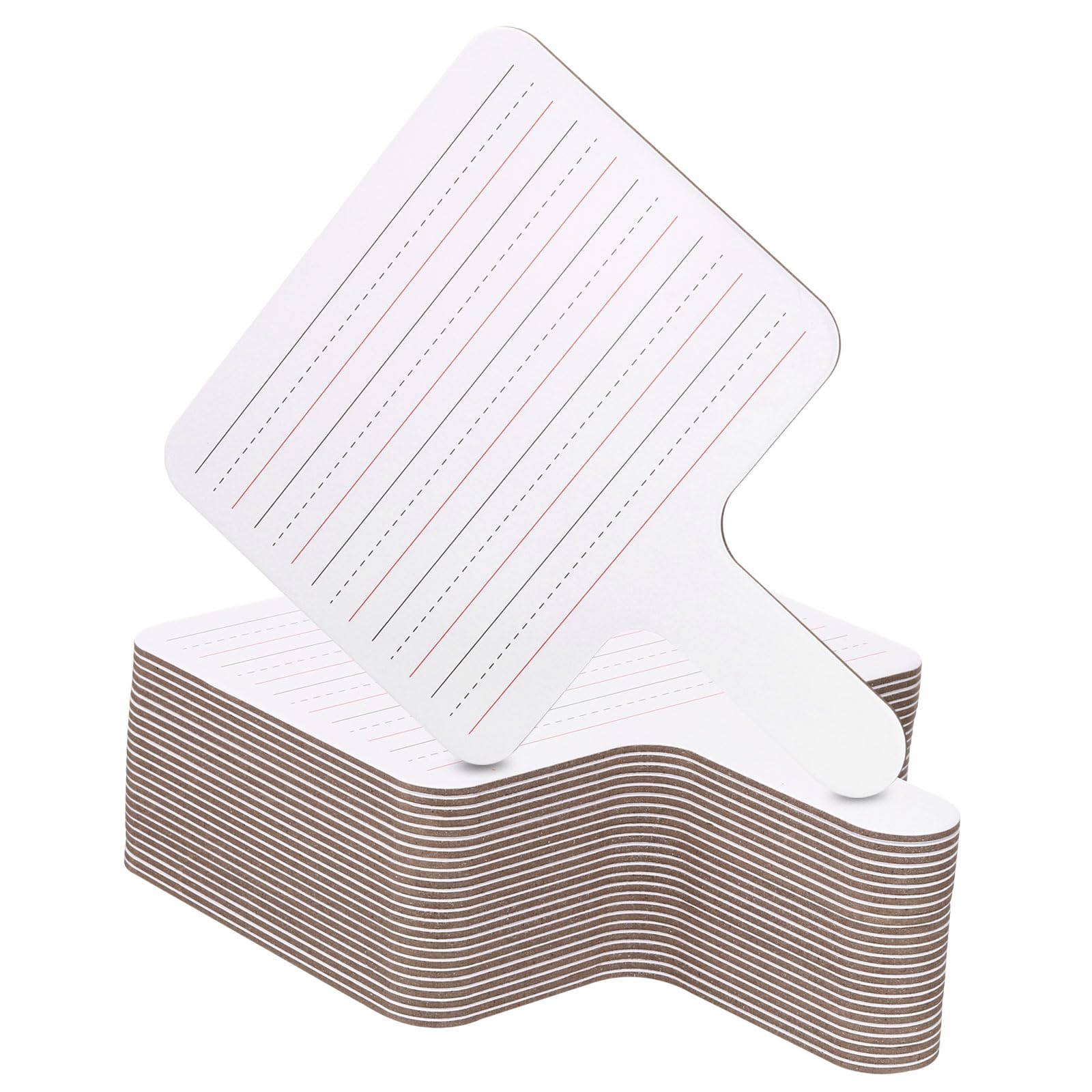 PATIKIL 10x8in Thickened Dry Erase Paddles, 24Pcs Handheld Double Side Square Answer Paddle Lined Dry Erase Boards for Voting Game Teaching Classroom Office Party