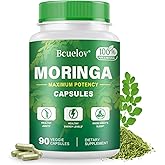 Bcuelov Moringa Capsules | 800mg Pure Moringa Powder Capsules β Supports Energy, Skin & Gut Health, Immune System β Green Superfood with Vitamins & Amino Acids (90 Caps)