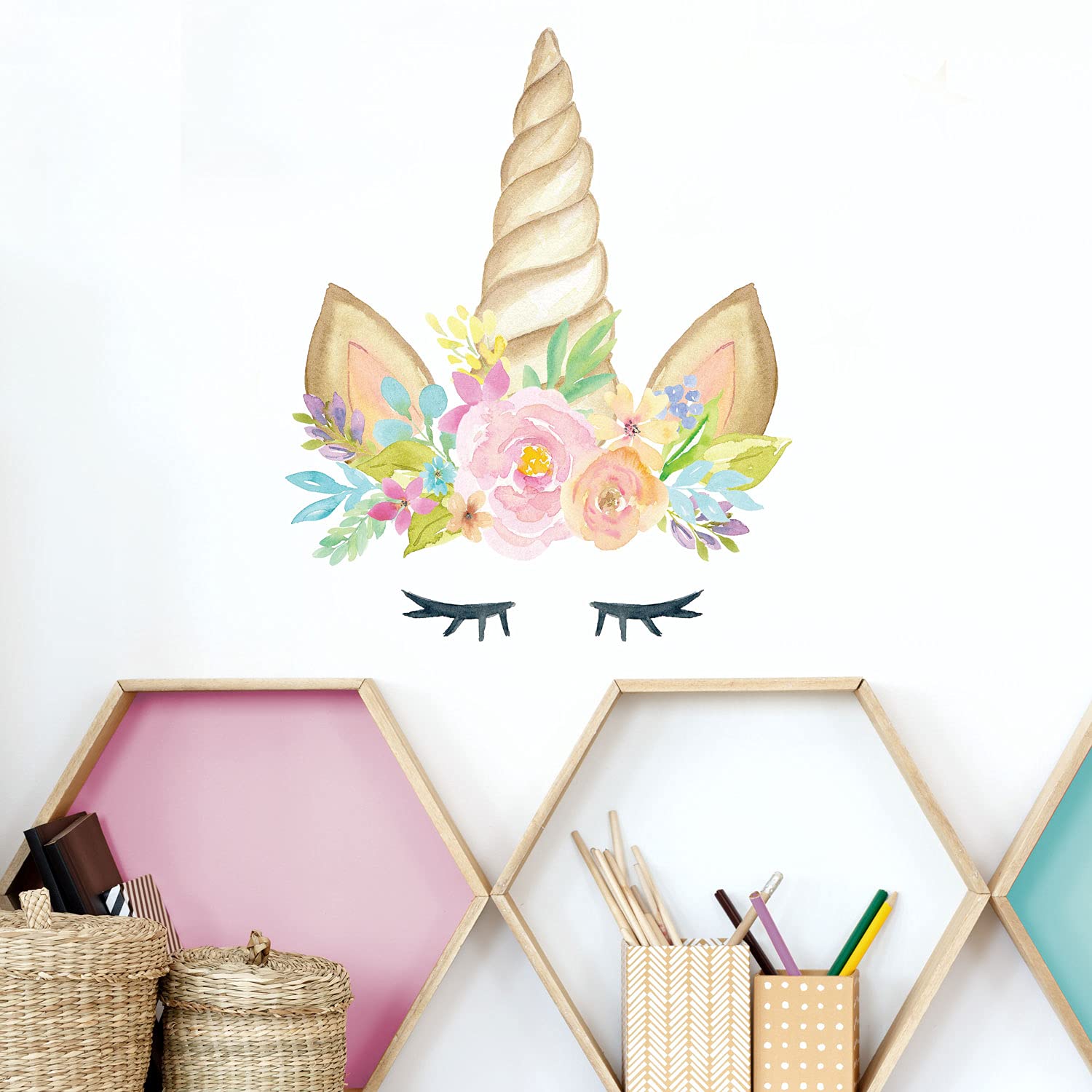 Stickerscape Unicorn Horn wall Sticker (Plain - Regular Size) | Perfect for Creating a Unicorn Themed Room | Unicorn wall Stickers | Easy to Apply, Cleanly Removable