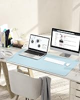 YSAGi Non-Slip Desk Pad Waterproof PVC Leather 90x43 cm Light Blue view 2