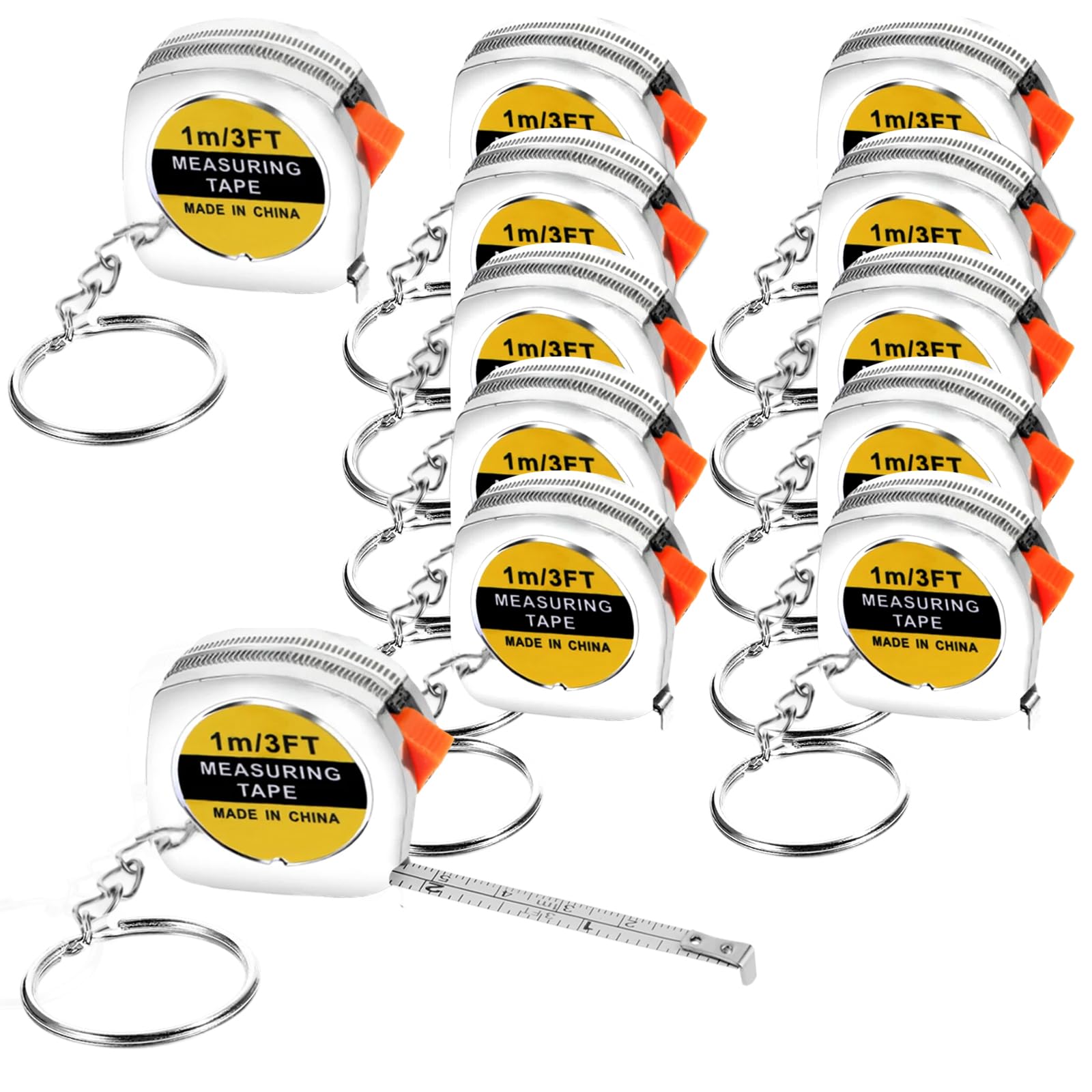 Photo 1 of 12 Pieces Tape Measure Keychains, 1.5 Inch Functional Mini Tape Measures with Stable Slide Lock Construction Party Favors Measure for Birthday Party Favors Gift Bag Fillers Prize 1m/ 3ft