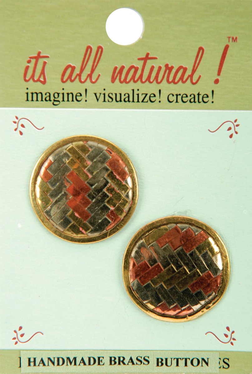 Vision Trims Circle Handmade Brass Buttons, Pack of 2