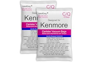 CAREFUNY 16 Pack Style C/Q Canister Vacuum Bags Compatible with Kenmore Canister 50104 5055 50557 50558 Type C-5 Vacuums