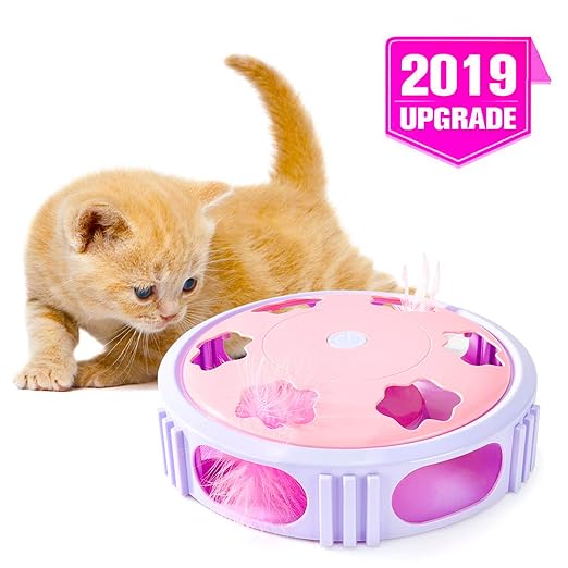 WWVVPET Interactive Cat Feather Toys,Random Moving Cat Toys with Bell