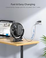 Koonie 10000mAh Clip on Fan 8 Inch Rechargeable Desk Fan 360° 4 Speed view 7