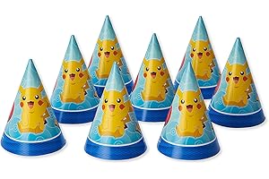 Amscan Unisex Pokemon Paper Cone Hats - 6" - Perfect for Pokemon Themed Celebrations