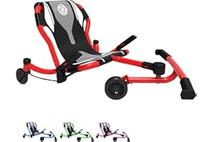 EzyRoller Spinner Ride On Scooter for Kids & Teens, Outdoor Ride on Toy with Caster Wheels for Drifting & Tight Turning, Up to 150 lbs, Ages 4 & Up - Red