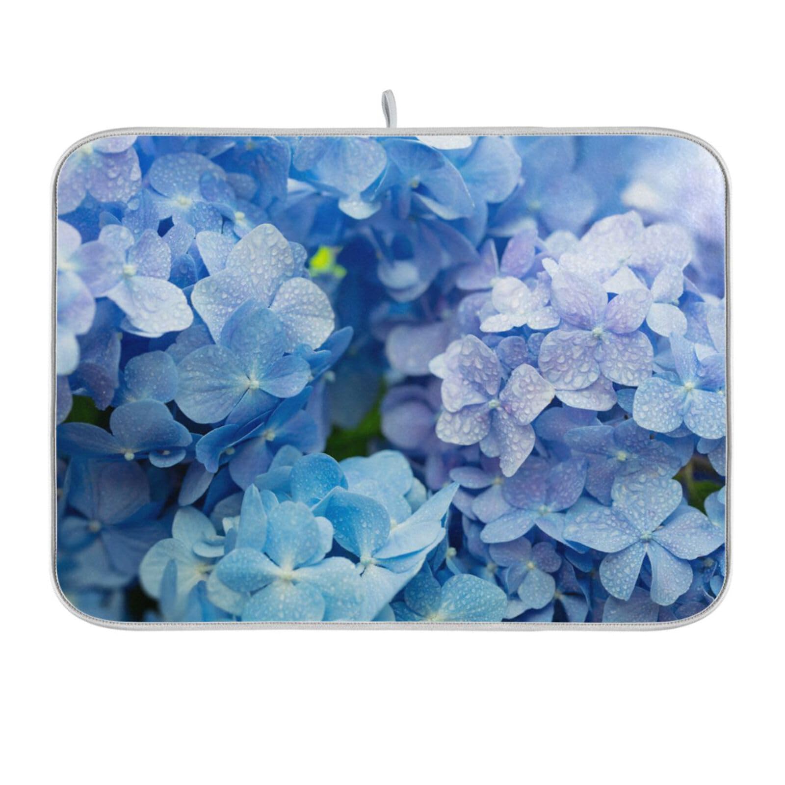 Photo 1 of Tarity Blue Hydrangeas Dish Drying Mat for Kitchen Counter Absorbent Heat Resistant Microfiber Dishes Drainer Mat 16x18 in Dish Pad Sink Mat Protective Pad Kitchen Decor