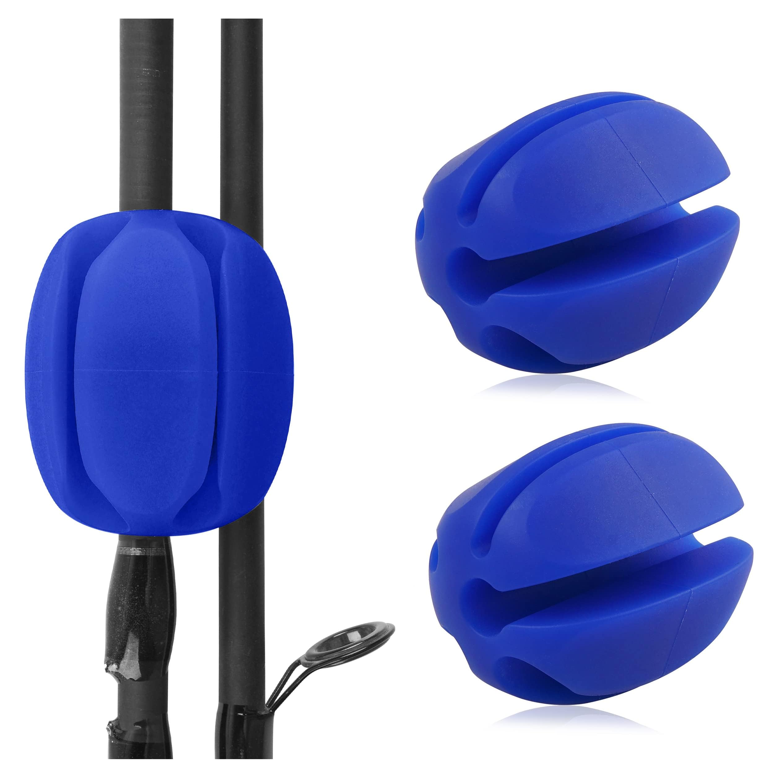 Fishing Rod Holder Straps Rod Rack Storage Rod Holder Protector Silicone Stretchy Rod Holder Fly Carp Fishing Rod Protection Support Fishing Accessories (BLUE-2PCS)