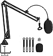 Microphone Arm Stand, TONOR Adjustable Suspension Boom Scissor Mic Stand with Pop Filter, 3/8" to 5/8" Adapter, Mic Clip, Upgraded Heavy Duty Clamp for Blue Yeti Nano Snowball Ice and Other Mics(T20)