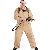 Mens Realistic Ghostbusters Costume Jumpsuit w/Proton Backpack & Accessories | Plus Size Ghost Hunter Halloween Outfit
