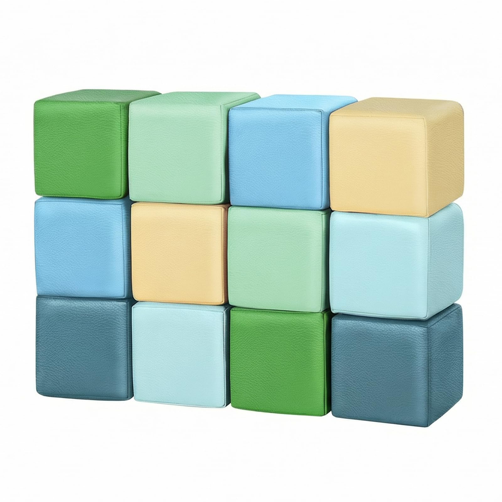 JungleDove Soft Play Sets Indoor: 12 PCS PU Leather Baby Soft Foam Building Blocks - Giant Stacking Blocks - Toddler Soft Play Equipment for Motor Development