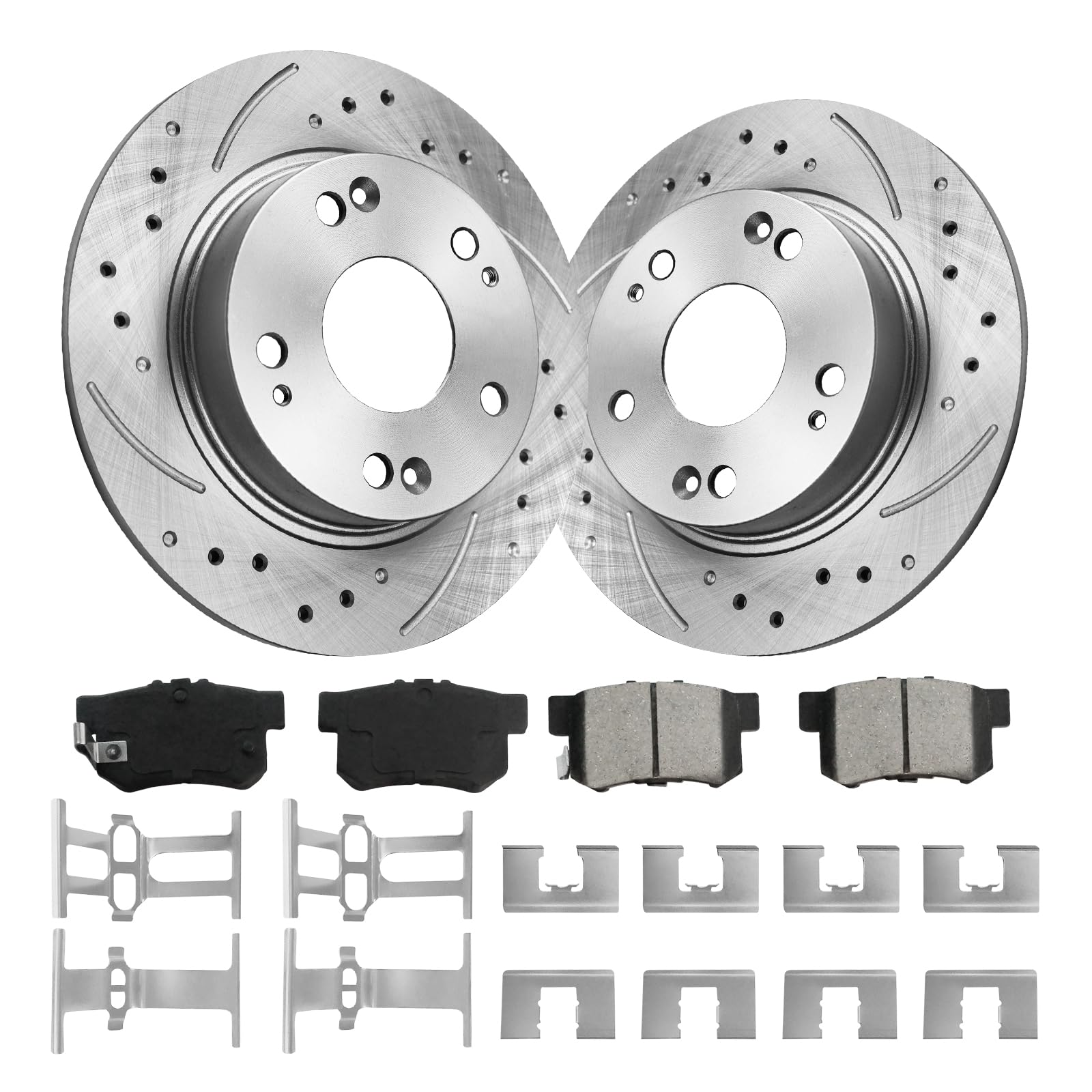 Photo 1 of funire Rear Brake Pads And Rotors Kit Compatible With 2006-2015 Honda Civic, 1997-2001 Prelude,31420 D537-7418A Automotive Replacement Brake Kits Anti-rust Oil Drilled And Slotted Rotors 260mm(10.2in)