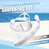 EXP VISION Dry Snorkel Set Panoramic 3 Window Mask Anti-Fog Pearl White view 4