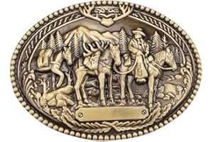 Vintage Horse Belt Buckle Western Cowboy Native American Motorcyclist (HRS-11), Bronze, One Size for all, Bronze, One Size fo