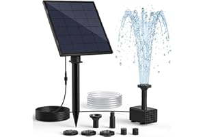 Solar Fountain Pump for Bird Bath, 2.5W Solar Water Pump with 3M Power Cord, Adjustable Ground Stake, 5 Spray Modes & 1.2M Ho